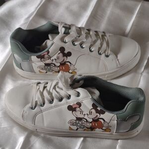 Disney White & Grey Blue Mickey Mouse Ladies Sneakers - Size 9